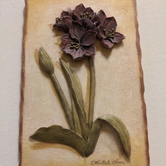 Set of 4 ceramic floral wall decor hanging - Picture 5 of 5